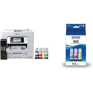 imageEpson EcoTank Pro ET5880 Wireless Color AllinOne Supertank Printer with Scanner Copier Fax Ethernet and PCLPostscript WhiteET5850  Combo Pack