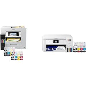 imageEpson EcoTank Pro ET5880 Wireless Color AllinOne Supertank Printer with Scanner Copier Fax Ethernet and PCLPostscript WhiteET5850  ET2850 Printer