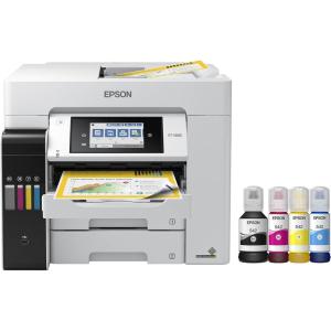 imageEpson EcoTank Pro ET5880 Wireless Color AllinOne Supertank Printer with Scanner Copier Fax Ethernet and PCLPostscript WhiteET5880 Renewed