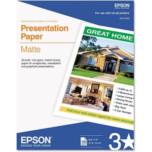 imageEpson S041062 Matte Presentation Paper 27 lbs Matte 812 x 11 Pack of 100 SheetsWhite
