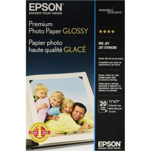 imageEpson S041727 Premium Photo Paper 68 lbs HighGloss 4 x 6 Pack of 100 SheetsWhite11x17 Inches