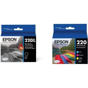 imageEpson T220120BCS DURABrite Ultra Black ampamp Color Combo Pack Standard Capacity Cartridge Ink Black and Color Combo Pack ampamp T220XL120S DURA Ultra Black High Capacity Cartridge Ink