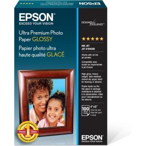 imageEpson Ultra Premium Photo Paper Glossy  S042174 4quot x 6quot 100 sheetsWhiteSingle
