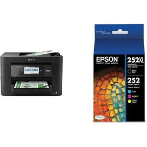 imageEpson Workforce Pro WF4830 Wireless AllinOne Printer with Auto 2Sided Print Copy Scan and Fax 50Page ADF 500sheet Paper Capacity and 43quot Color Touchscreen Works with Alexa Black LargeWF4820  Combo Pack