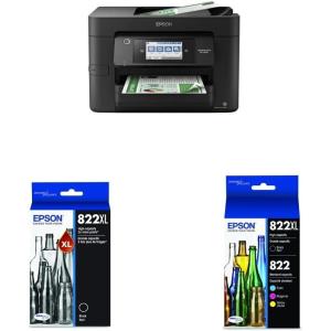 imageEpson Workforce Pro WF4830 Wireless AllinOne Printer with Auto 2Sided Print Copy Scan and Fax 50Page ADF 500sheet Paper Capacity and 43quot Color Touchscreen Works with Alexa Black LargeWF4820  Ink  Ink
