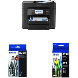 imageEpson Workforce Pro WF4830 Wireless AllinOne Printer with Auto 2Sided Print Copy Scan and Fax 50Page ADF 500sheet Paper Capacity and 43quot Color Touchscreen Works with Alexa Black LargeWF4830  Ink  Ink