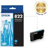 imageEPSON 822 DURABrite Ultra Ink Standard Capacity Cyan Cartridge T822220S Works with WorkForce Pro WF3820 WF3823 WF4820 WF4830 WF4833 WF48341 Count Pack of 1