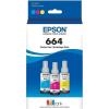 imageEPSON 664 EcoTank Ink Ultrahigh Capacity Bottle Three Color CMY Combo Pack T664520S Works with EcoTank ET2500 ET2550 ET4500 ET4550 ET2600 ET2650 ET3600 ET16500Ink