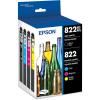 imageEPSON 822 DURABrite Ultra Ink High Capacity Black ampamp Standard Color Cartridge Combo Pack T822XLBCS Works with WorkForce Pro WF3820 WF3823 WF4820 WF4830 WF4833 WF4834Ink