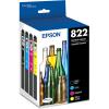 imageEPSON 822 DURABrite Ultra Ink Standard Capacity Black ampamp Color Cartridge Combo Pack T822120BCS Works with WorkForce Pro WF3820 WF3823 WF4820 WF4830 WF4833 WF4834Ink