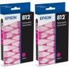 imageEpson 812 DURABrite Ultra Ink Standard Capacity Magenta Cartridge T812320S Works with Workforce Pro WF7310 WF7820 WF7840 Workforce ECC70001 Count Pack of 2