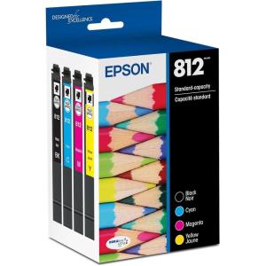 imageEPSON 812 DURABrite Ultra Ink Standard Capacity Black ampamp Color Cartridge Combo Pack T812120BCS Works with WorkForce Pro WF7310 WF7820 WF7840 WorkForce ECC7000Ink