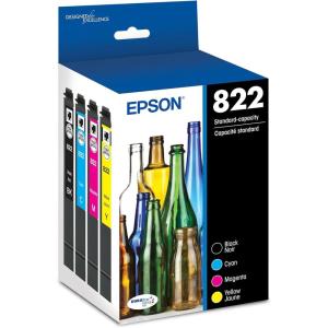 imageEPSON 822 DURABrite Ultra Ink Standard Capacity Black ampamp Color Cartridge Combo Pack T822120BCS Works with WorkForce Pro WF3820 WF3823 WF4820 WF4830 WF4833 WF4834Ink