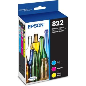 imageEPSON 822 DURABrite Ultra Ink Standard Capacity Color Cartridge Combo Pack T822520S Works with WorkForce Pro WF3820 WF3823 WF4820 WF4830 WF4833 WF4834Ink
