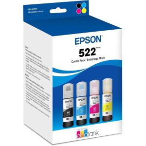 imageEpson 522 EcoTank Ink Ultrahigh Capacity Bottle Black ampamp Color Combo Pack T522120BCS Works with EcoTank ET2720 ET2800 ET2803 ET2840 ET4700 ET4800 ET4810