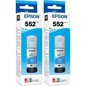imageEpson 552 EcoTank Ink Ultrahigh Capacity Bottle Cyan T552220S Works with EcoTank Photo ET8500 ET85501 Count Pack of 2