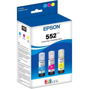 imageEpson 552 EcoTank Ink Ultrahigh Capacity Bottle Three Color CMY Combo Pack T552620S Works with EcoTank Photo ET8500 ET8550