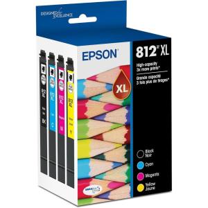 imageEpson 812 DURABrite Ultra Ink High Capacity Black ampamp Color Cartridge Combo Pack T812XLXCS Works with Workforce Pro WF7310 WF7820 WF7840 Workforce ECC7000Ink Cartridges