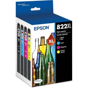 imageEpson 822 DURABrite Ultra Ink High Capacity Black ampamp Color Cartridge Combo Pack T822XLXCS Works with Workforce Pro WF3820 WF3823 WF4820 WF4830 WF4833 WF4834Ink Cartridge