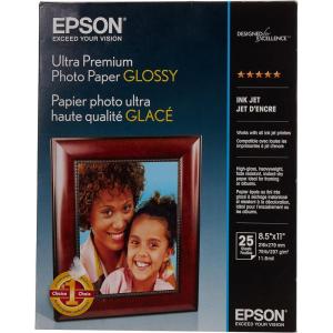 imageEpson Ultra Premium Photo Paper Glossy Letter 85 x 11 25 Sheets S042182 White25 Count Pack of 1