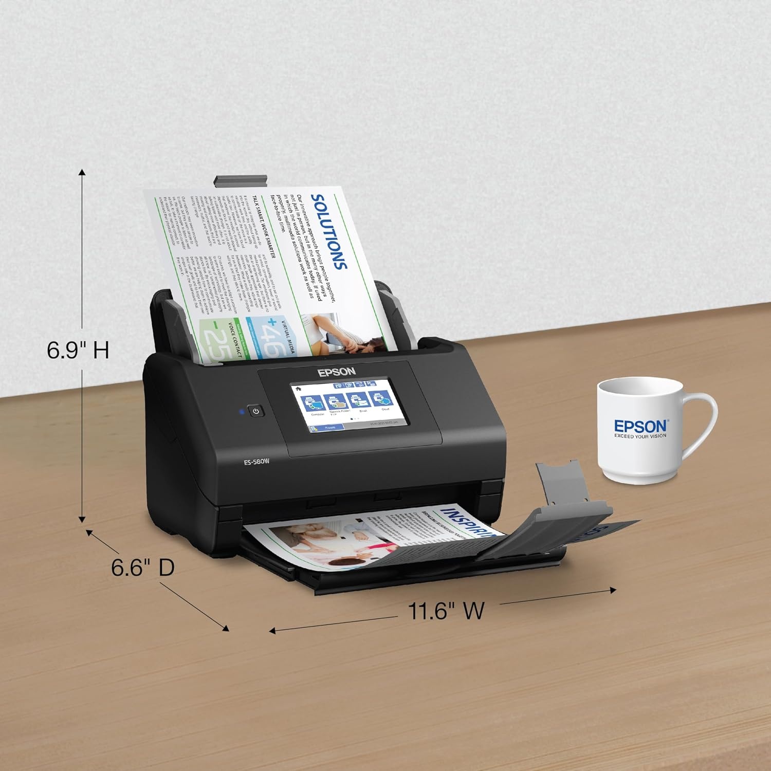 image:imageEpson Workforce ES590W Wireless amp USB HighSpeed AI amp Cloud Ready Desktop Color Duplex Document Scanner for Mac amp PC up to 45 ppm Large 43 Color Touchscreen 100Page Auto Document FeederES580W