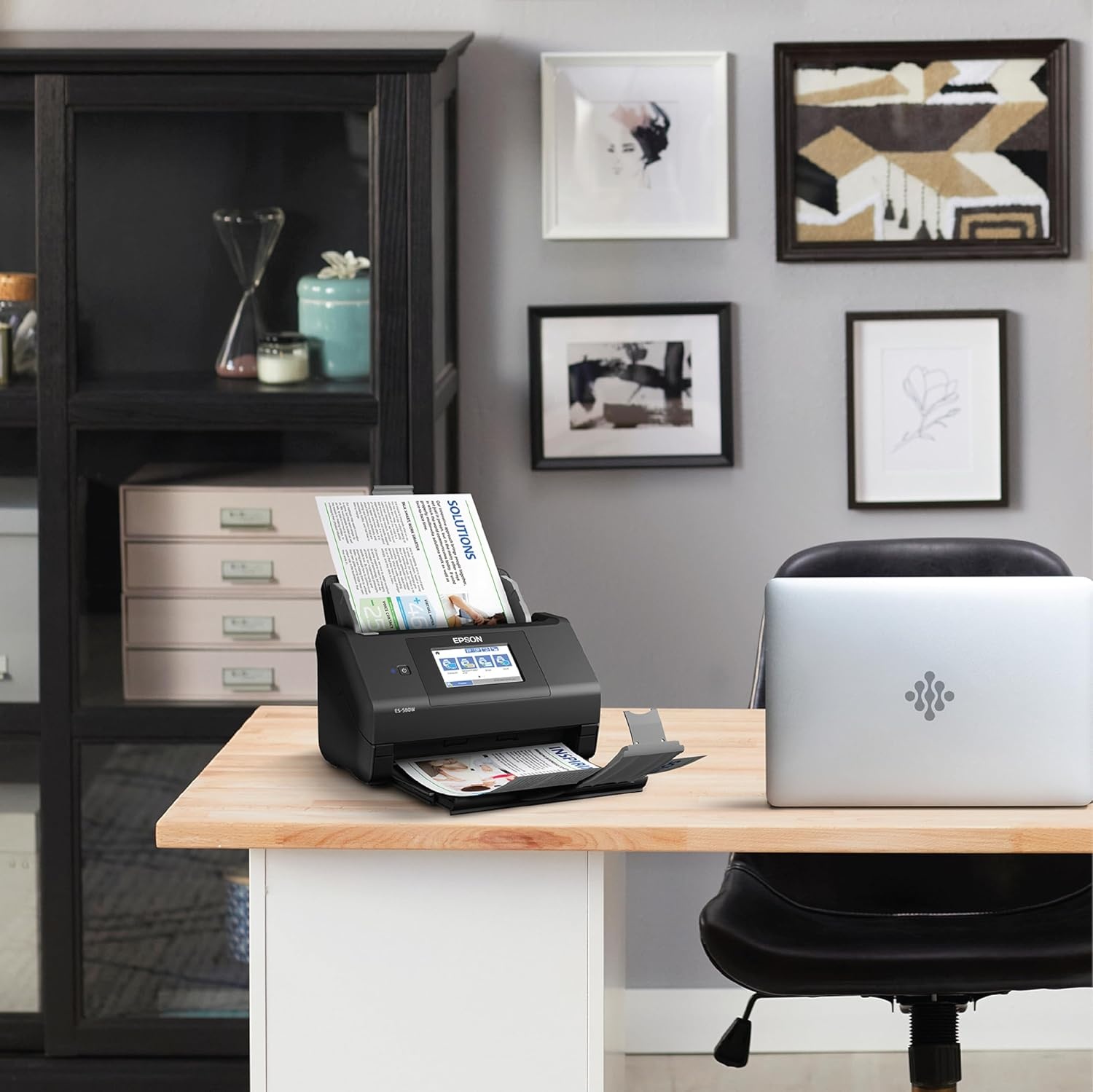 image:imageEpson Workforce ES590W Wireless amp USB HighSpeed AI amp Cloud Ready Desktop Color Duplex Document Scanner for Mac amp PC up to 45 ppm Large 43 Color Touchscreen 100Page Auto Document FeederES580W
