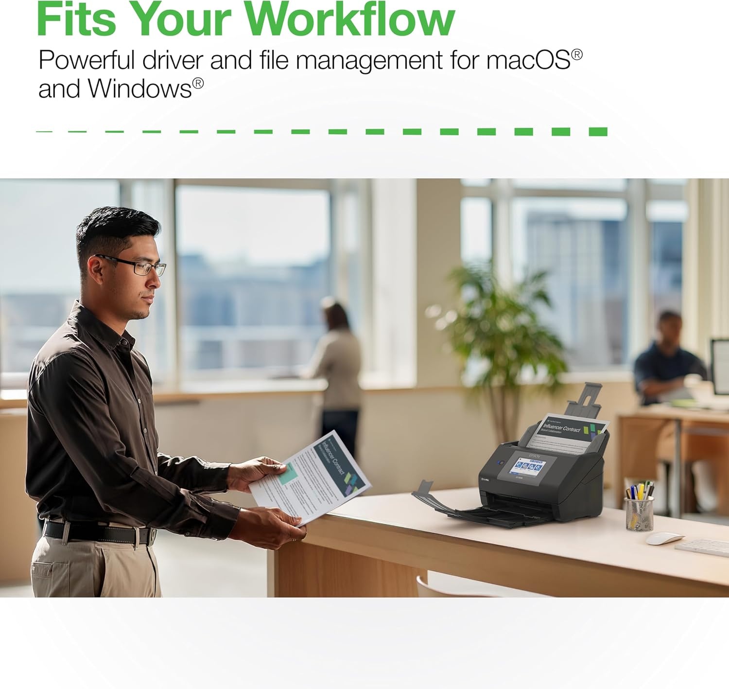 image:imageEpson Workforce ES590W Wireless amp USB HighSpeed AI amp Cloud Ready Desktop Color Duplex Document Scanner for Mac amp PC up to 45 ppm Large 43 Color Touchscreen 100Page Auto Document FeederES590W