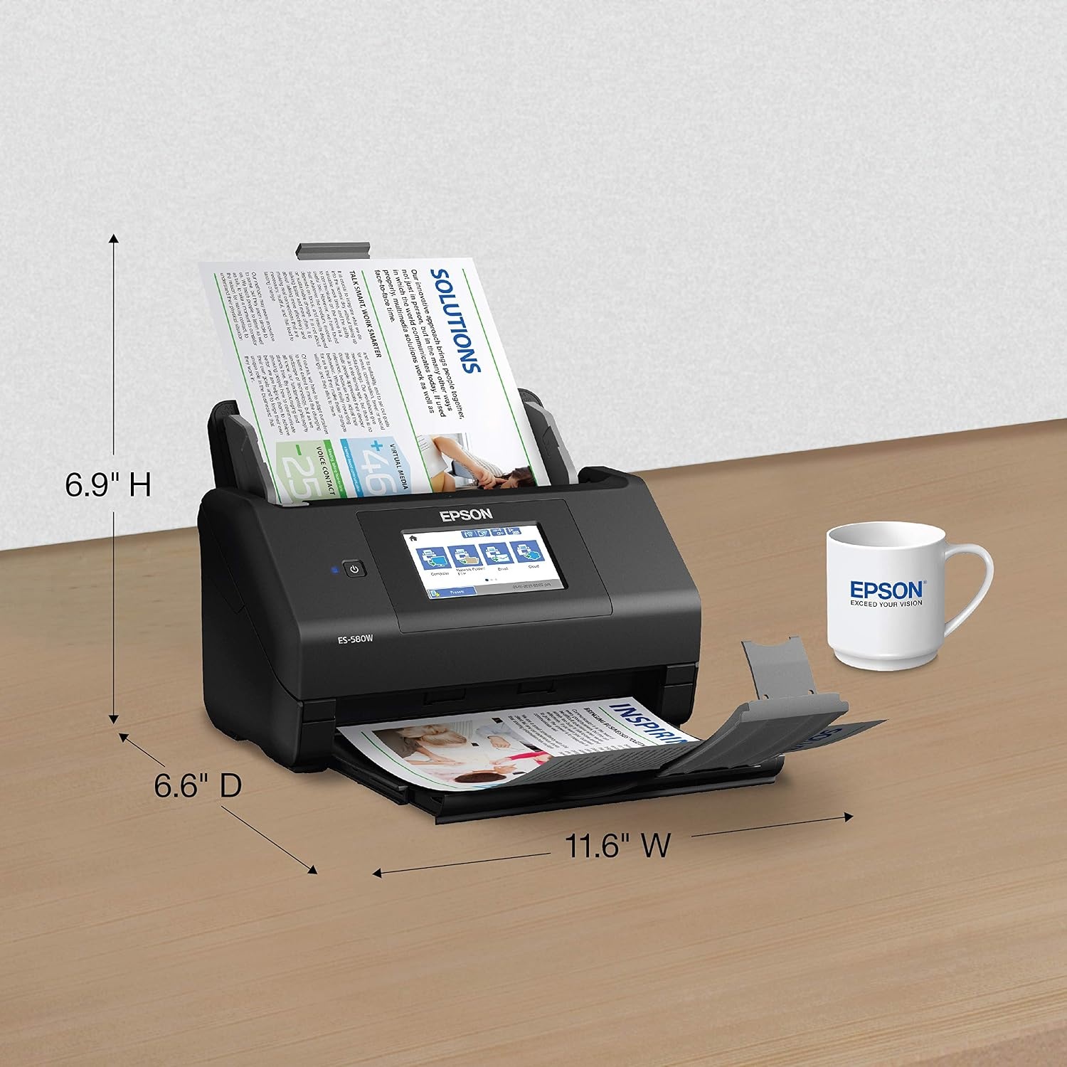 image:imageEpson Workforce ES590W Wireless amp USB HighSpeed AI amp Cloud Ready Desktop Color Duplex Document Scanner for Mac amp PC up to 45 ppm Large 43 Color Touchscreen 100Page Auto Document FeederES580W
